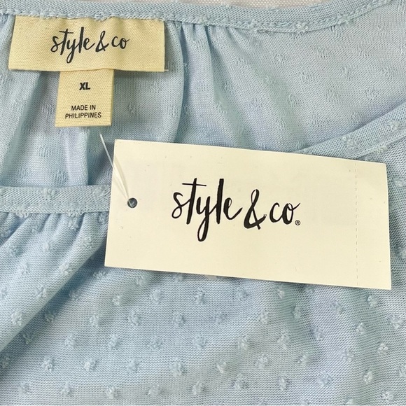 Style & Co Women’s Light Blue Clip‎ Dot Top Size XL - Picture 5 of 8